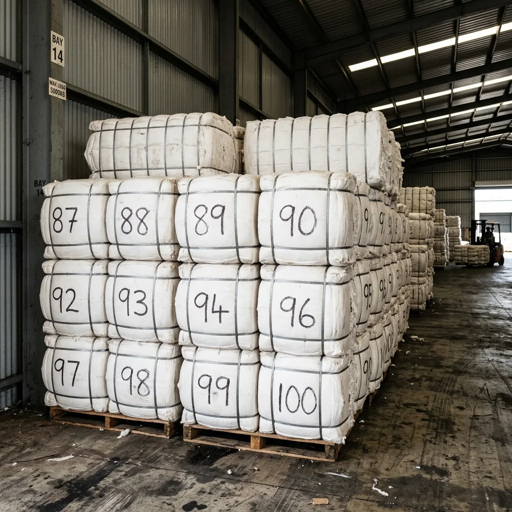 Hydrophilic cotton bales in warehouse