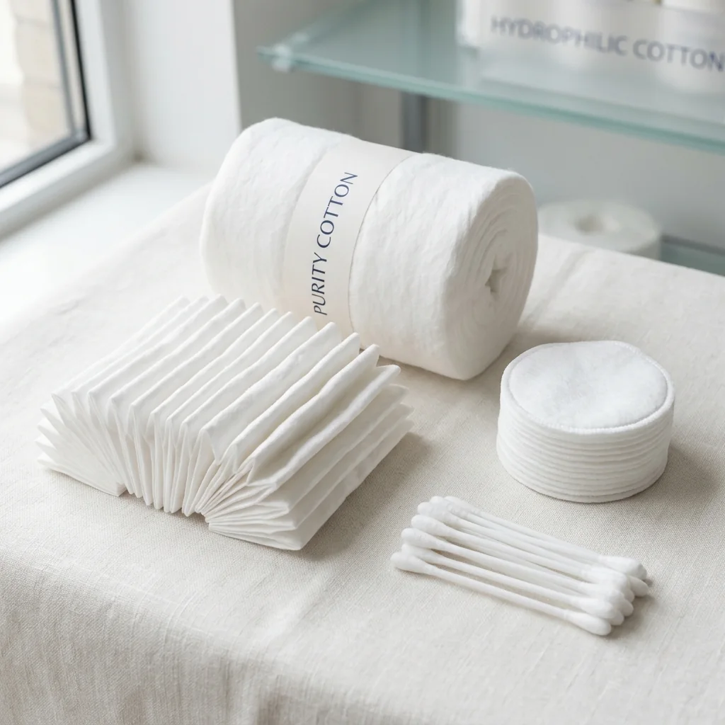 Hydrophilic cotton pads and plastic swabs
