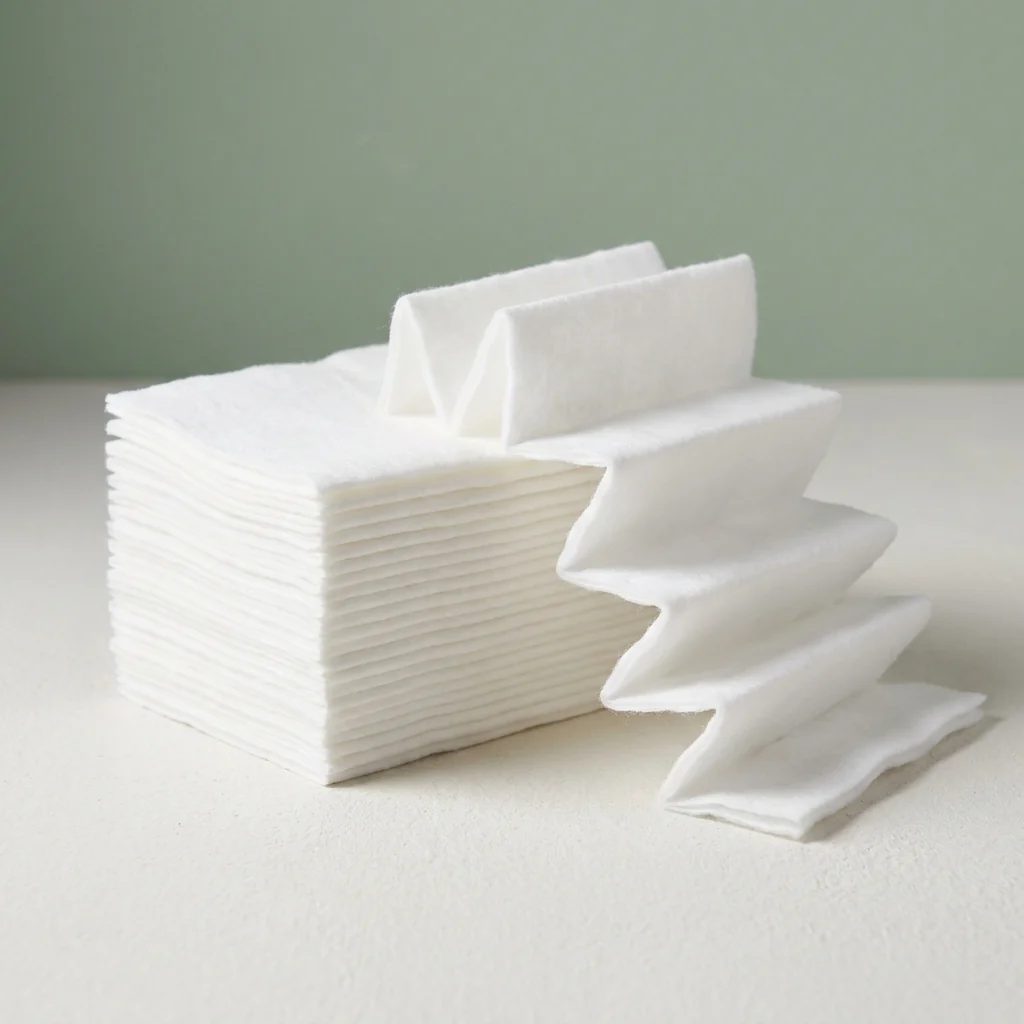 Medical hydrophilic cotton in zigzag folded shape