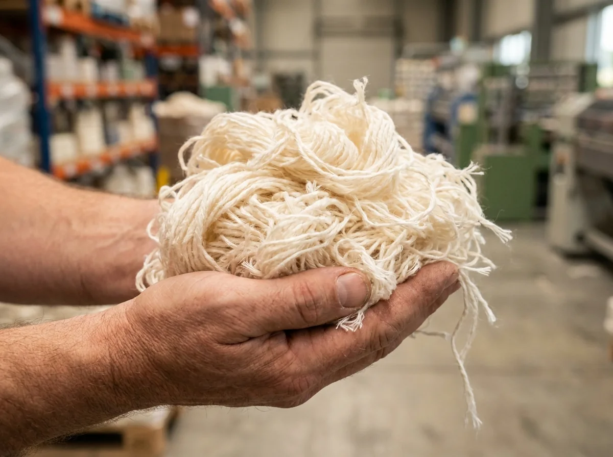 Yarn waste (pneumafil) collected from the spinning frames